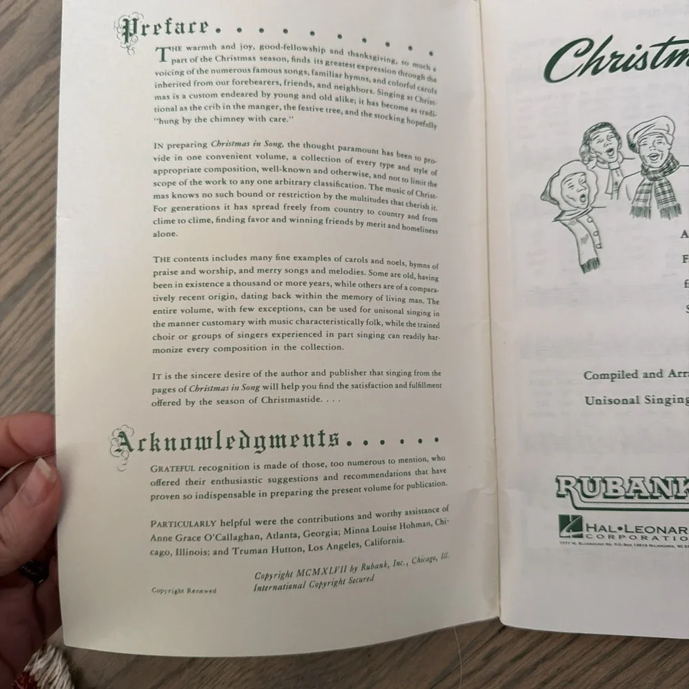 Christmas in Song Carol Songbook (Vintage Reprint) By Theo Preuss Rubank, Inc.